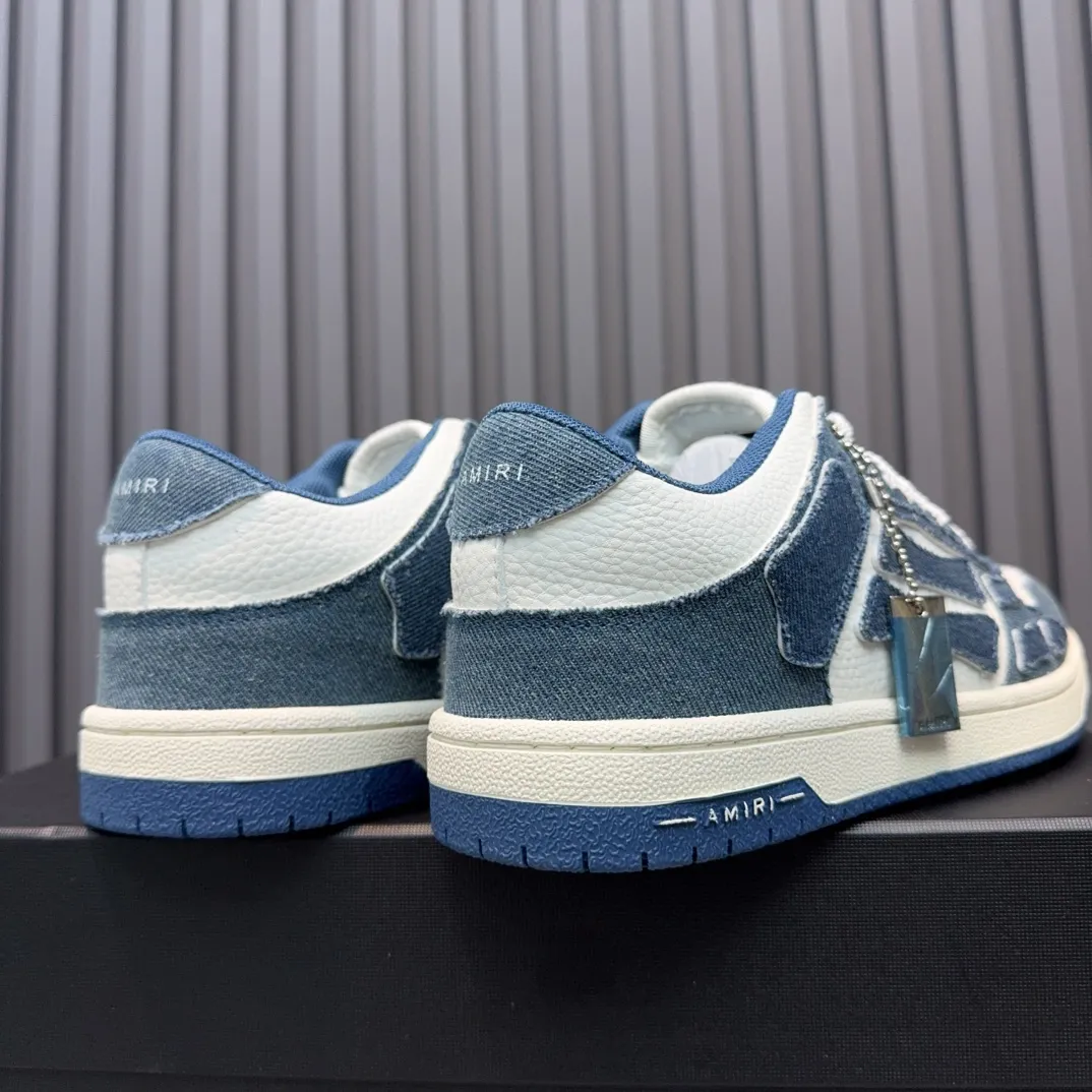 Men's men's shoes 💰600 AMIRI high street sneakers with bone sports shoes, toe layer cowhide upper, upper side bones, hand-stitched, good three-dimensional effect, customized metal LOGO, size 38-45 46